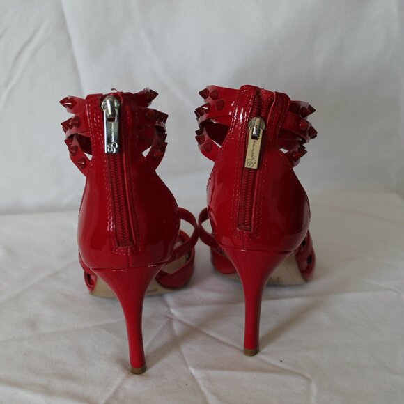 gloss red strappy heels. 6.5 US 4 inch heel - Picture 4 of 5